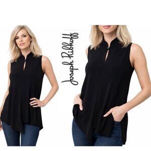 Joseph Ribkoff Silky Knit Mandarin Keyhole Tunic Top Black Size 10